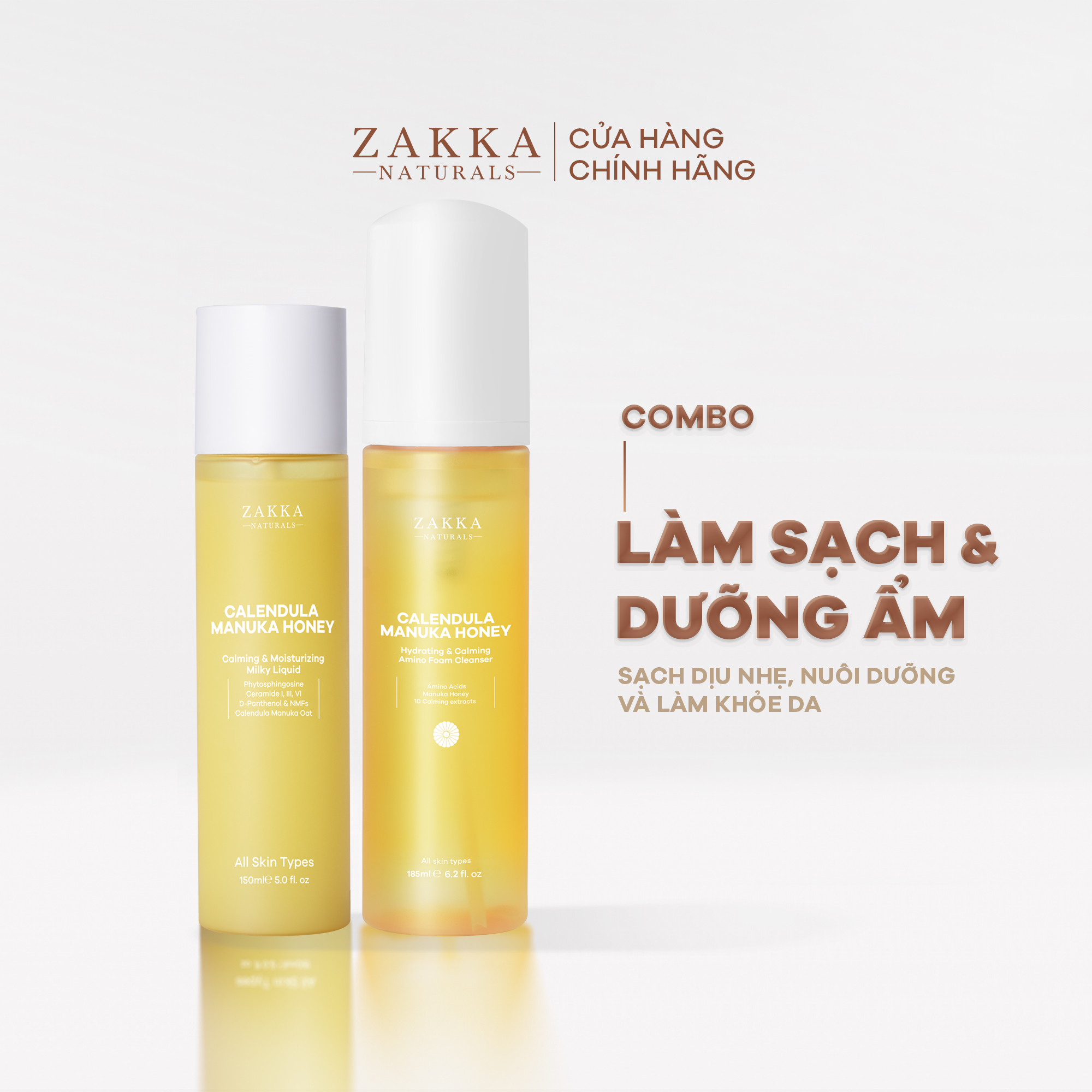  Bộ Đôi Zakka Naturals Sữa Dưỡng Hoa Cúc 150ml và Sữa Rửa Mặt Cúc 185ml Làm Sạch Và Cấp Ẩm Dịu Nhẹ Cho Da Nhạy Cảm 