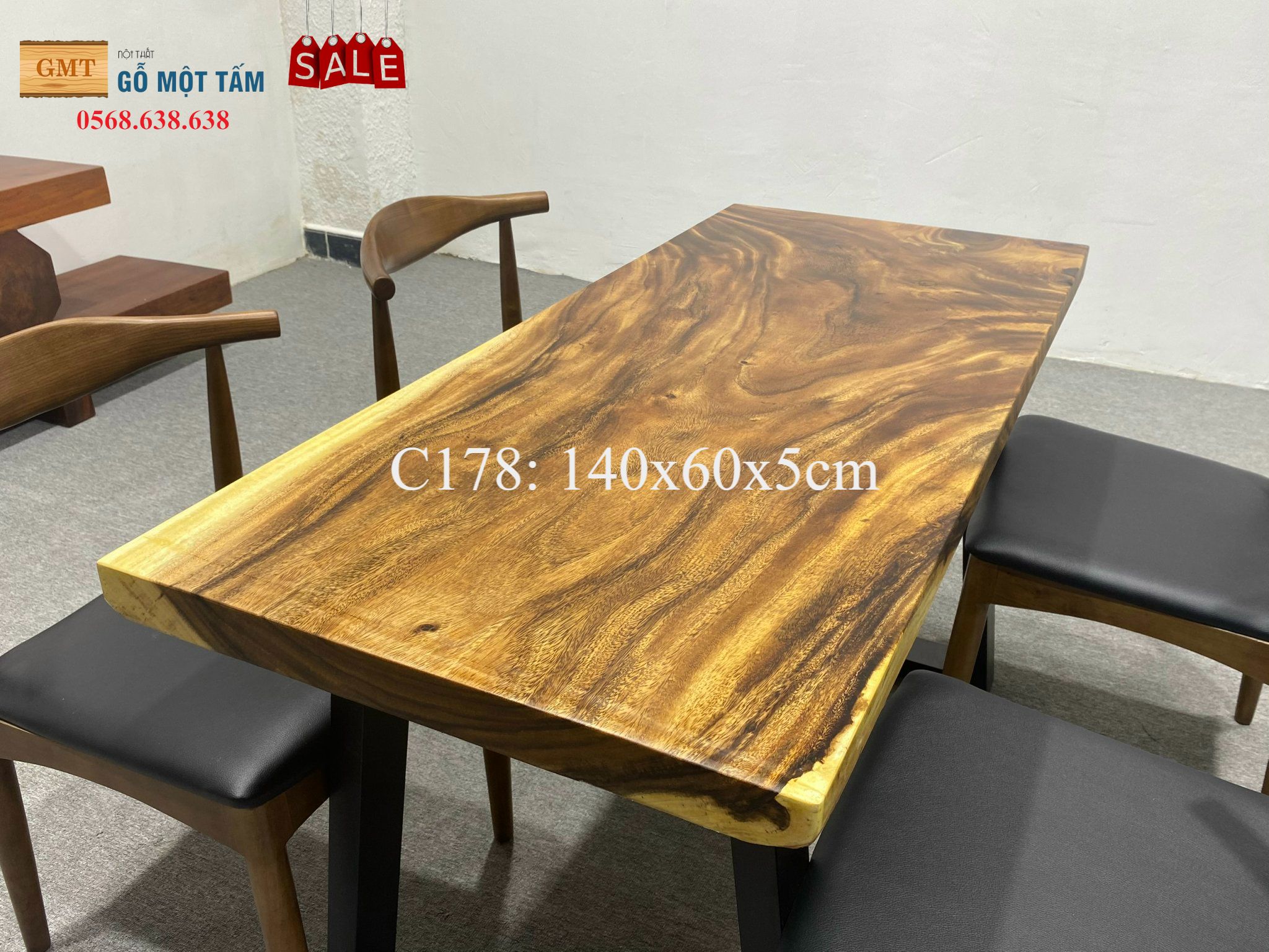[Freeship] Bàn làm việc, bàn học bằng gỗ me tây nguyên tấm 1m4 giá rẻ, bền, đẹp