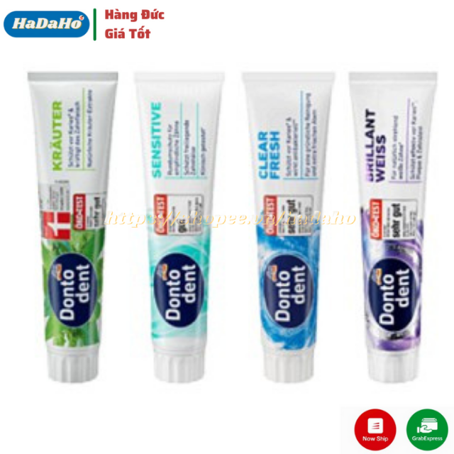 Kem đánh răng Dontodent 125ml, Kem đáng răng của Đức, chống sâu răng, hơi thở thơm mát, cho bộ răng sáng bóng