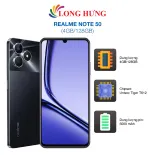 Điện thoại Realme Note 50 (4GB/128GB) - Hàng chính hãng - Màn hình lớn 6.74" 90Hz, hiệu năng ổn định với RAM động 8GB, Pin 5000mAh và thiết kế mỏng nhẹ