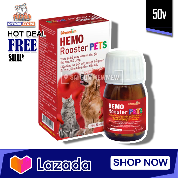 Viên uống bổ máu, tăng thèm ăn cho thú cưng HEMO ROOSTER PET 50v