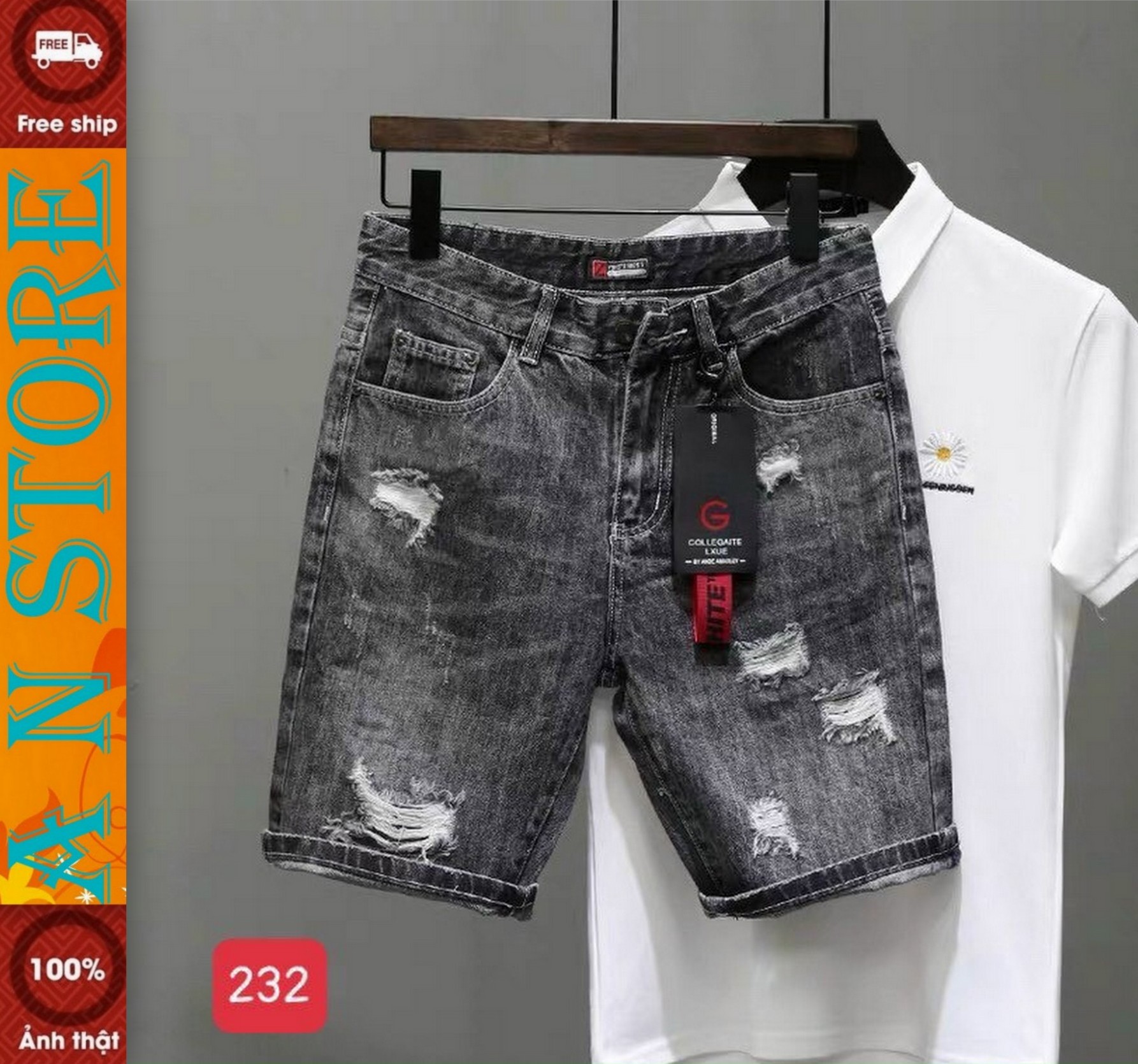 [Flash Sale 50%]quần short jean nam cao cấp hàng chuẩn shop vải jean cao cấp M232 An Nhiên Store phong cách hiện đại hàng hiệu thời trang An Nhiên Store 9999 AN0557