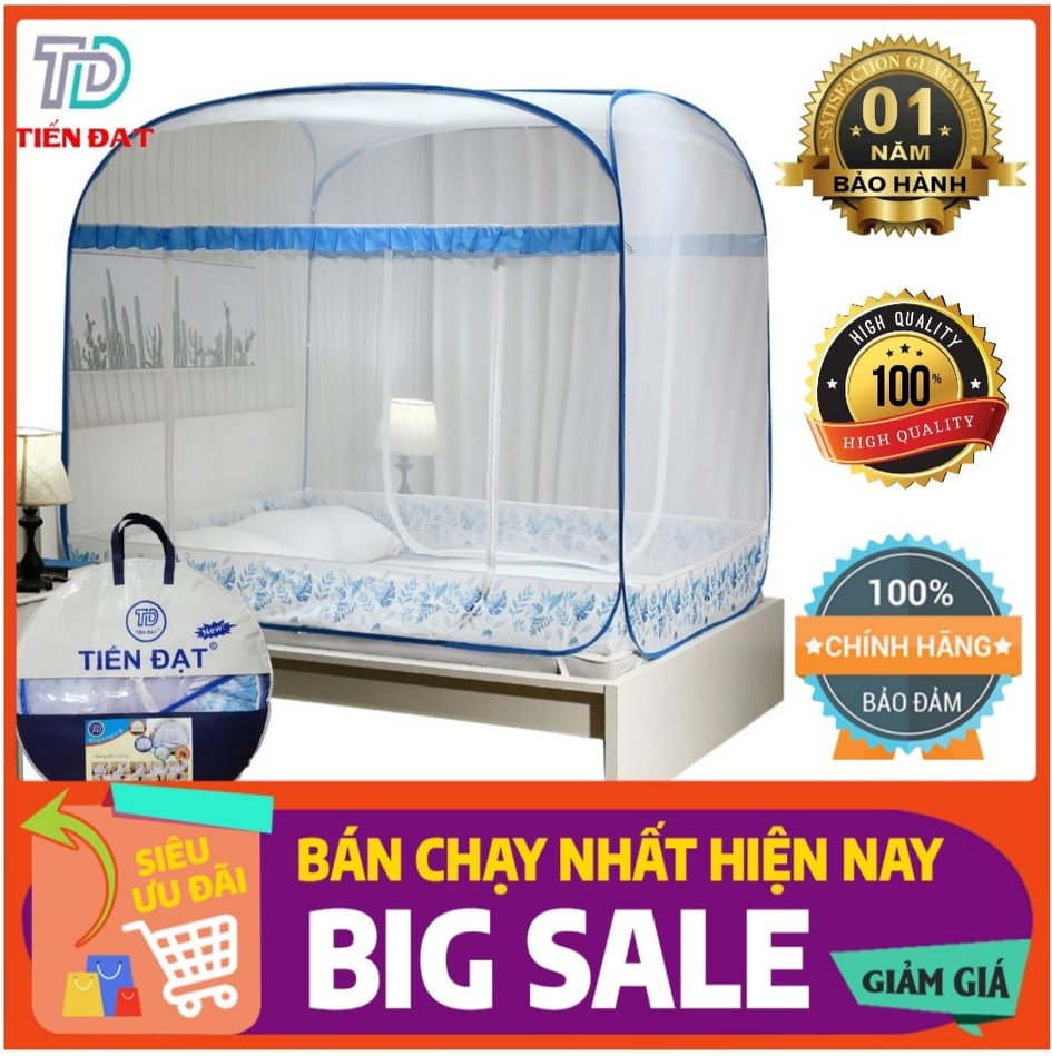 Màn chụp tự bung đỉnh vuông cao cấp,màn đỉnh rộng có chân diềm lụa chống muỗi tuyệt đối,bảo hành 12 tháng