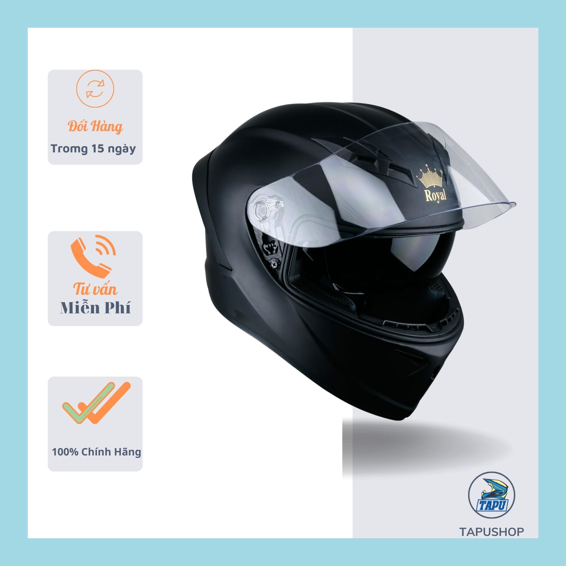Mũ bảo hiểm fullface 2 kính royal m266 trơn