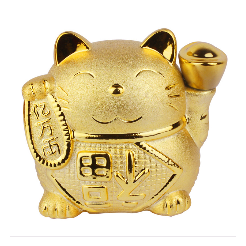 Ống heo tiết kiệm hình chú mèo may mắn Nhật Bản, tượng mèo tiết kiệm 5 inch, mèo đựng tiền tiết kiệm size 13cm, chú mèo ống tiết kiệm dễ thương