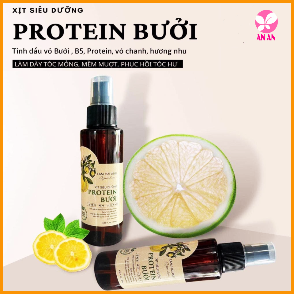 Xịt dưỡng tóc Bưởi Lam Hải Anh 100ml - Xịt siêu dưỡng Protein Bưởi giúp tóc chắc khỏe xuông mượt