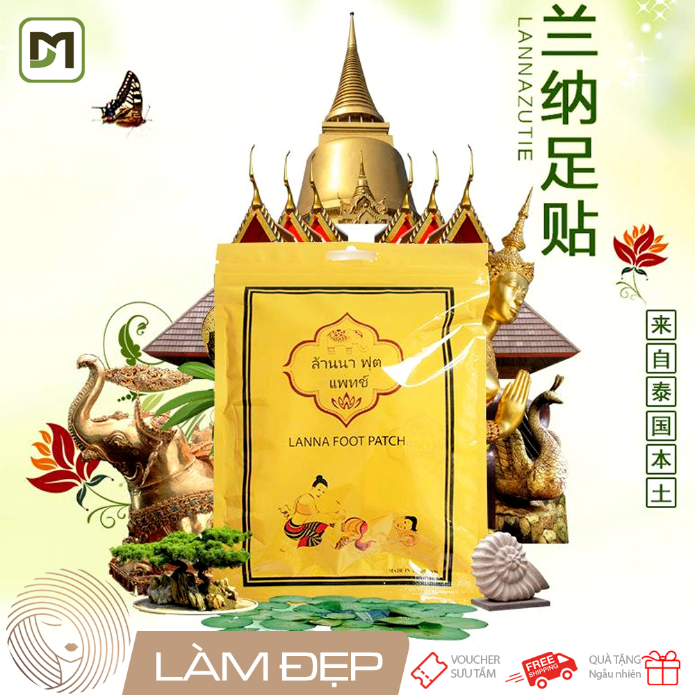 Túi 10 miếng dán thải độc chân Lanna Foot Patch Thái Lan