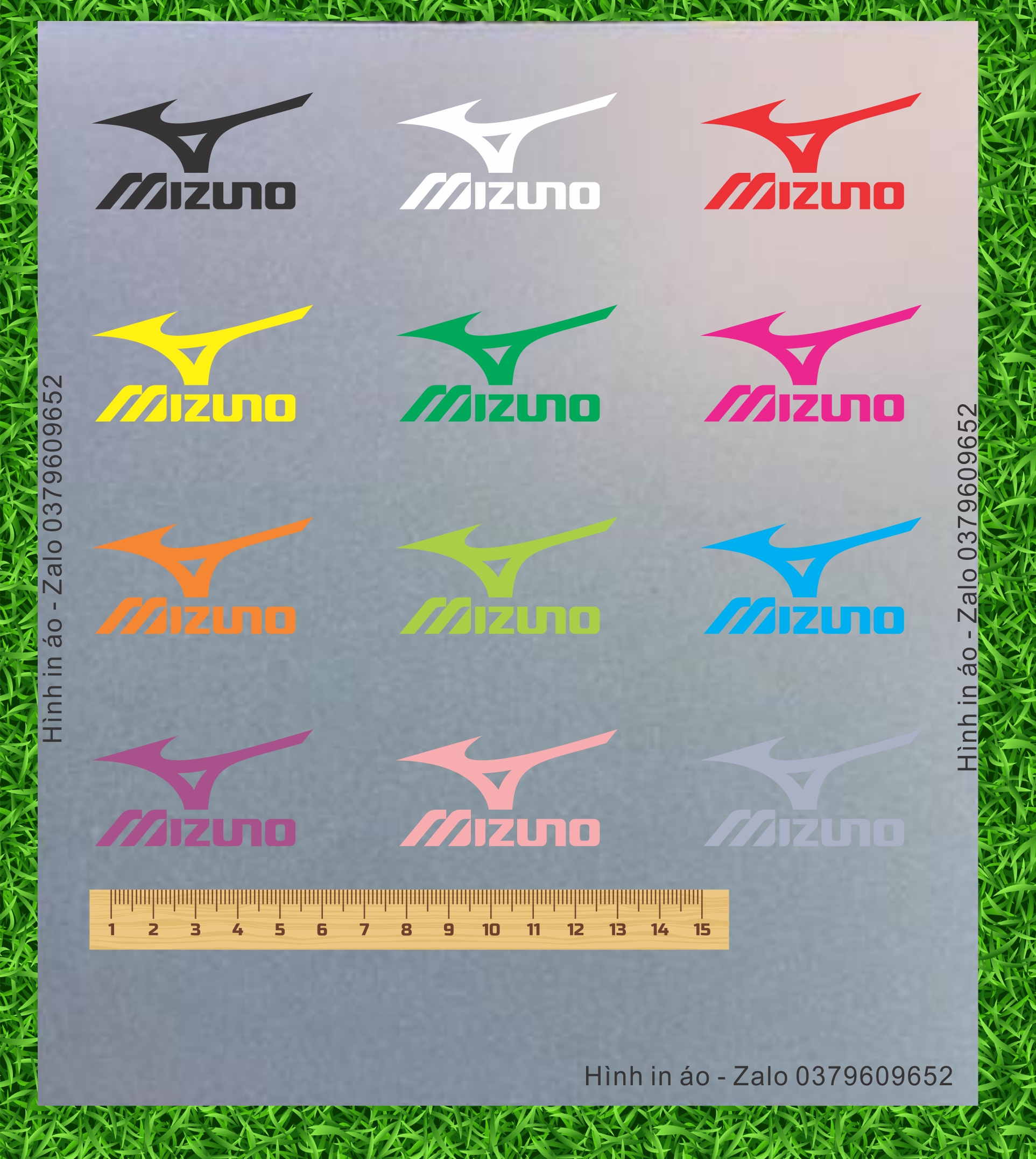 Combo 3 cái Hình ủi Mizuno nhiều màu trang trí áo quần đẹp mêli