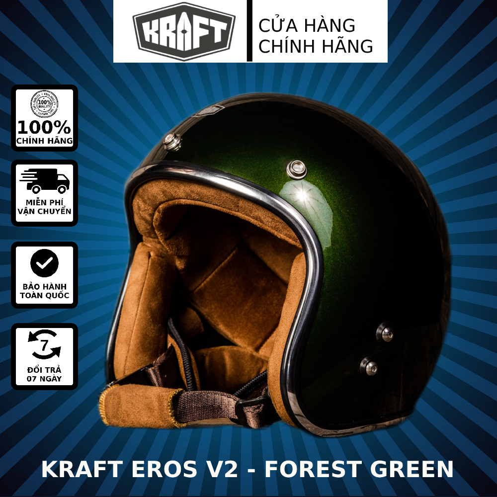 Mũ bảo hiểm KRAFT EROS V2 - Màu Forest Green