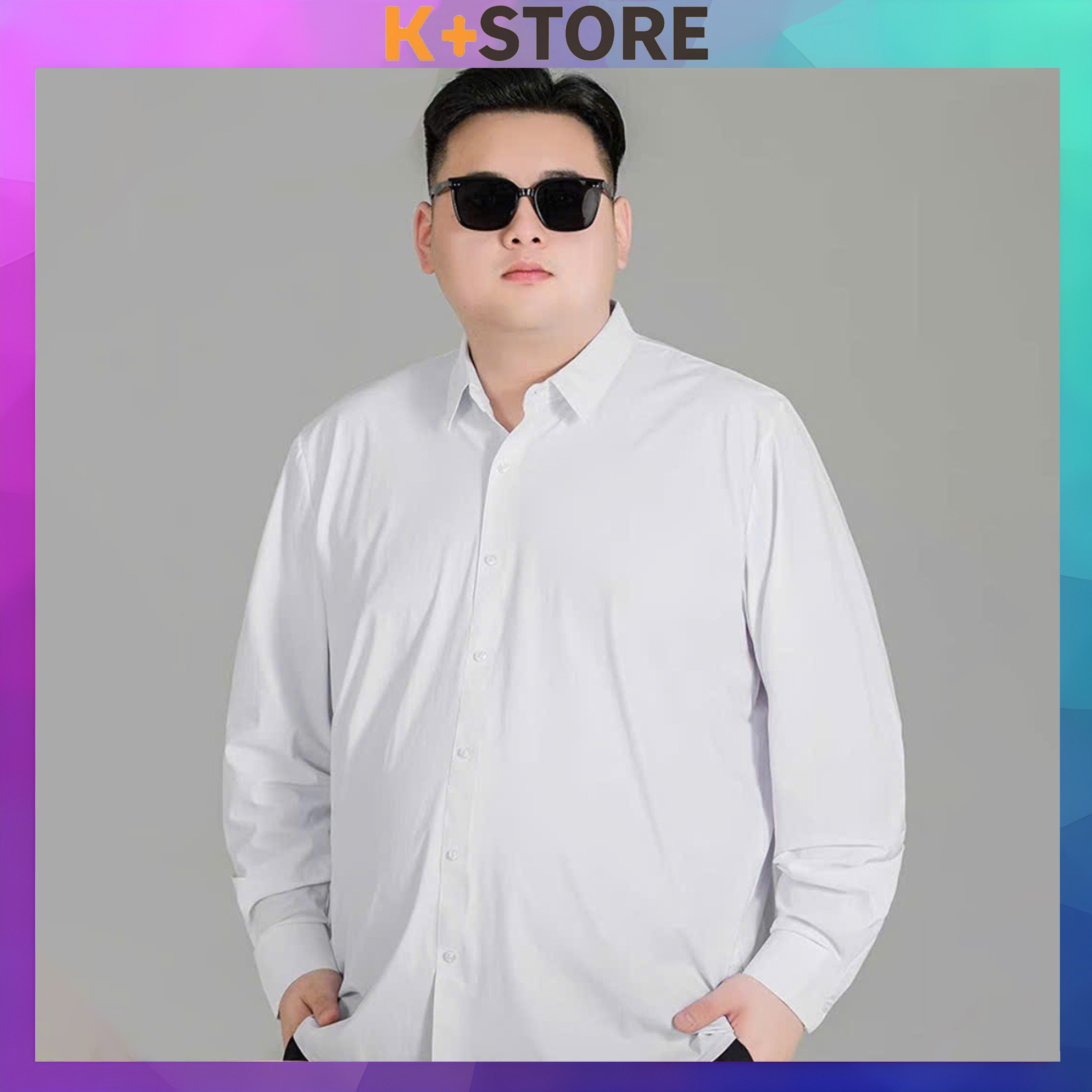 Áo sơ mi nam Big Size dài tay có túi, chất vải lụa mềm co dãn nhẹ, size lớn 45-100kg