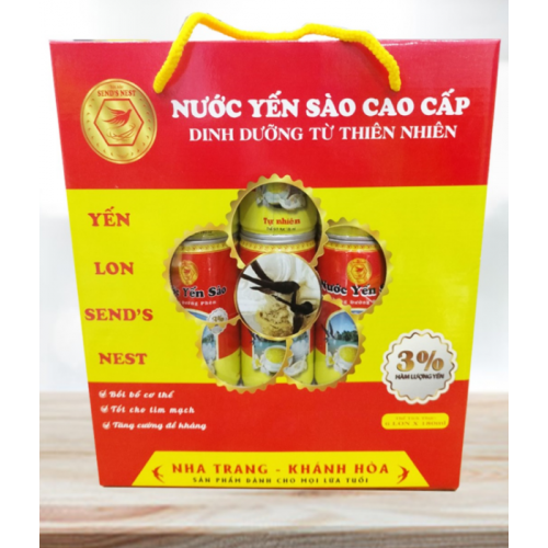 Lốc nước yến sào SENDS NEST cao cấp LON chưng đường phèn có quai xách (6 x 180ml)