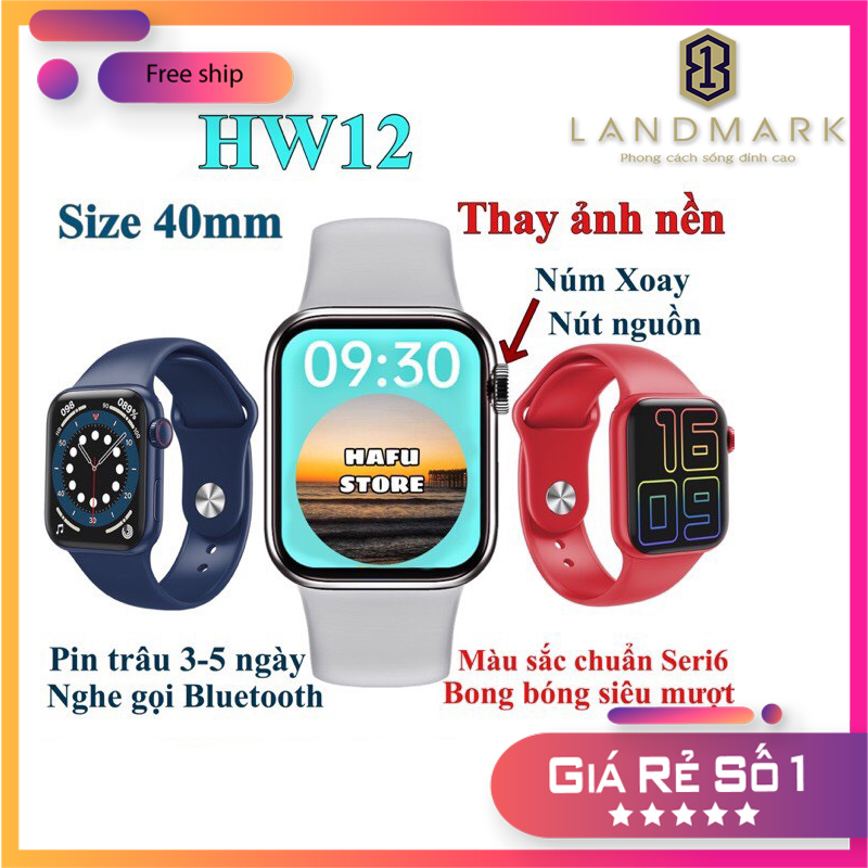 [HCM]Đồng hồ thông minh HW12 (nghe gọi điện thoại) - Đồng hồ thông minh HAFU HW12 núm xoay thay ảnh nền nghe gọi Bluetoothchống nước tiêu chuẩn ip67màn hình tràn viềnNghe gọi Bluetooth: cuộc gọi SMSFacebook Mess Youtube wechat v. v...