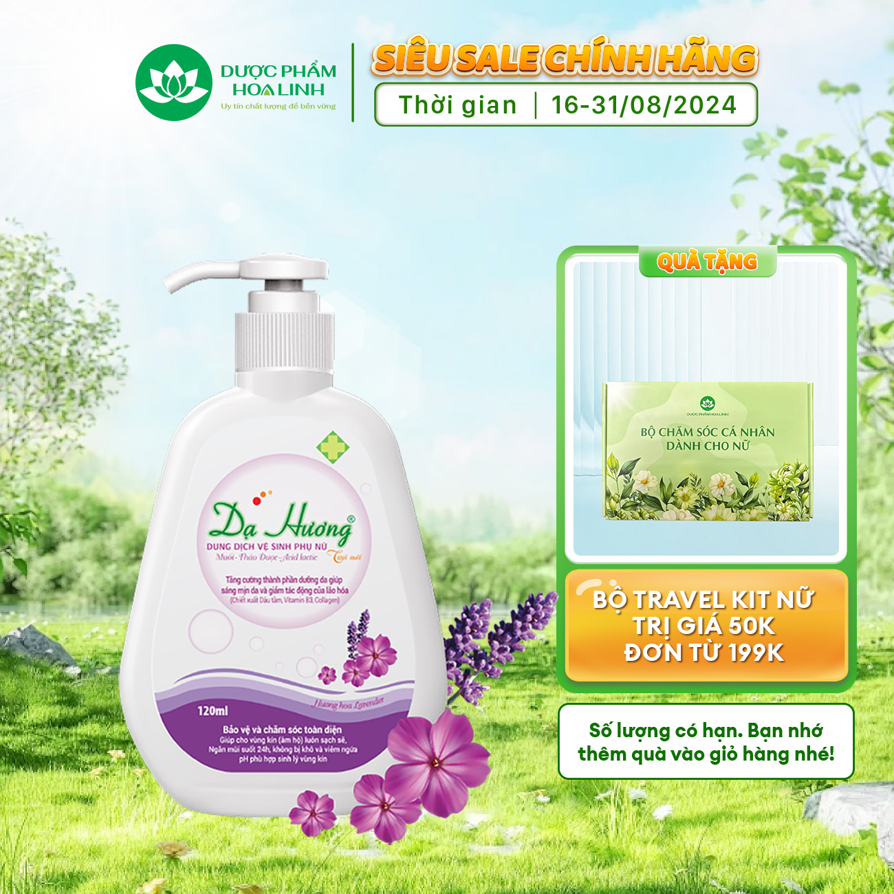 Dung dịch vệ sinh phụ nữ Dạ Hương Lavender 120ml