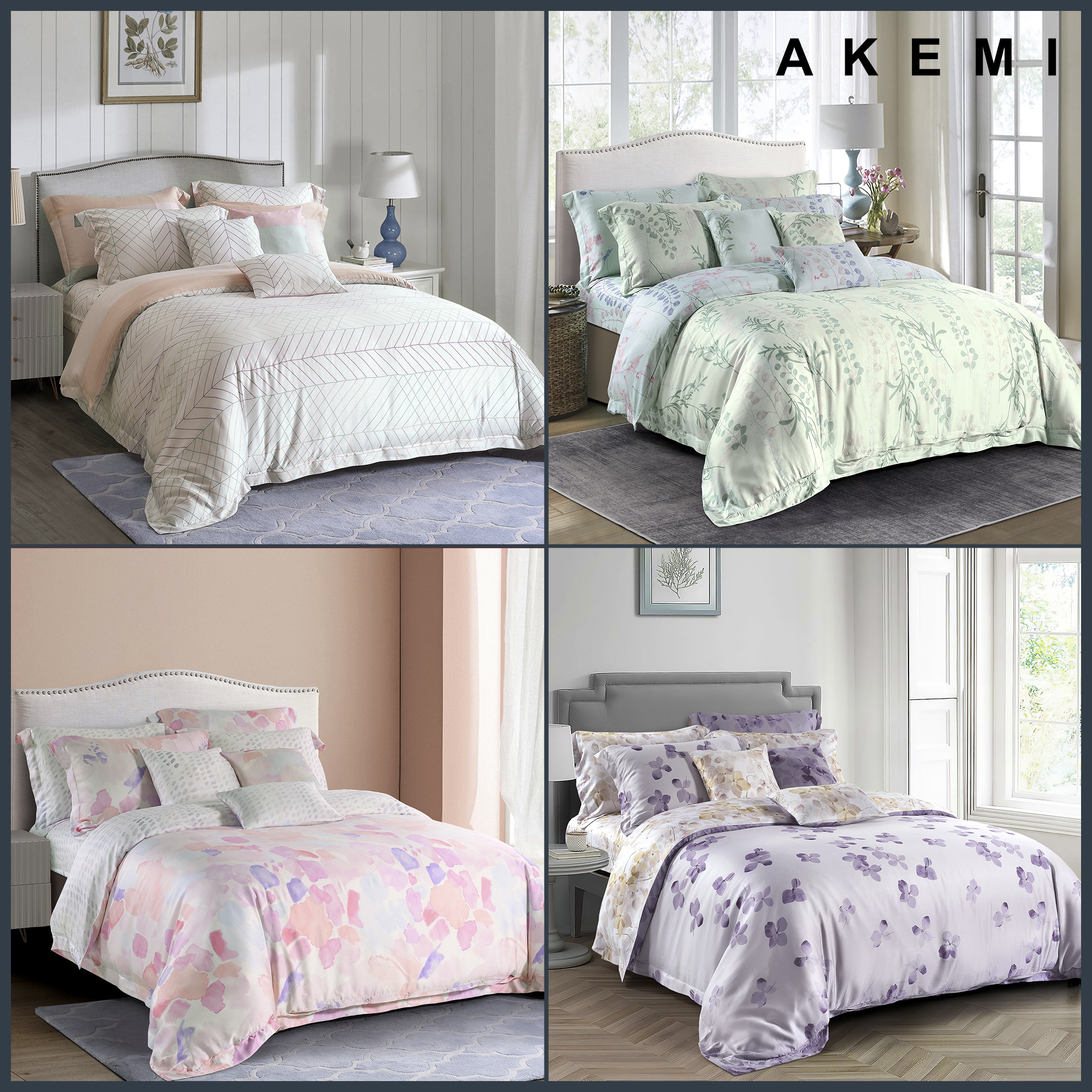 Bộ Ga kèm Vỏ Chăn Akemi Tencel Virtuous v2, gồm 6 món