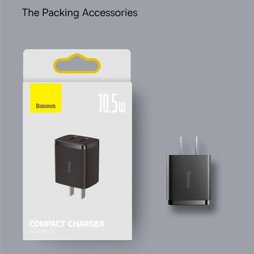 Củ sạc Baseus Compact Charger 2 cổng USB 10.5W CCXJ
