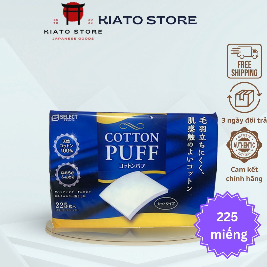 Bông tẩy trang s select , bông tẩy trang nhật bản 225 miếng 100% cotton chính hãng