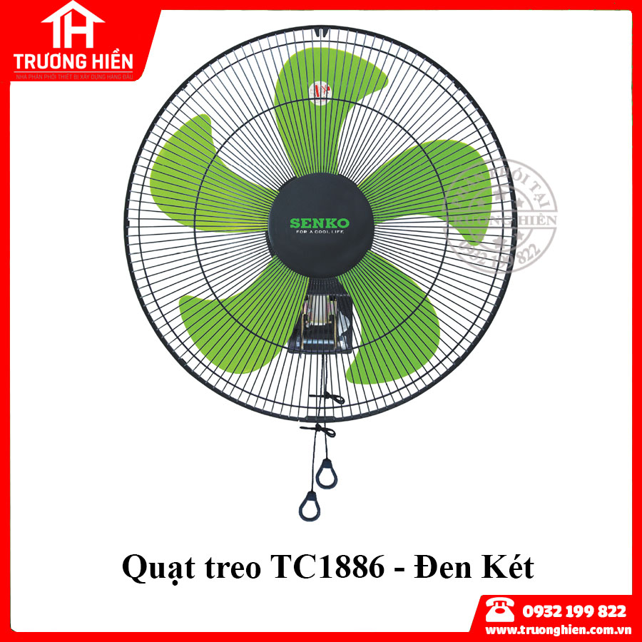 Quạt treo tường 2 dây mới senko tc1886- công suất 65 w- hàng chính hãng - giao màu ngẫu nhiên