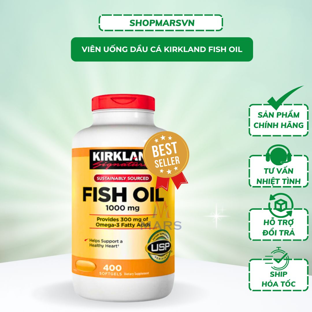 Viên uống dầu cá Kirkland Fish Oil 1000mg 500 viên