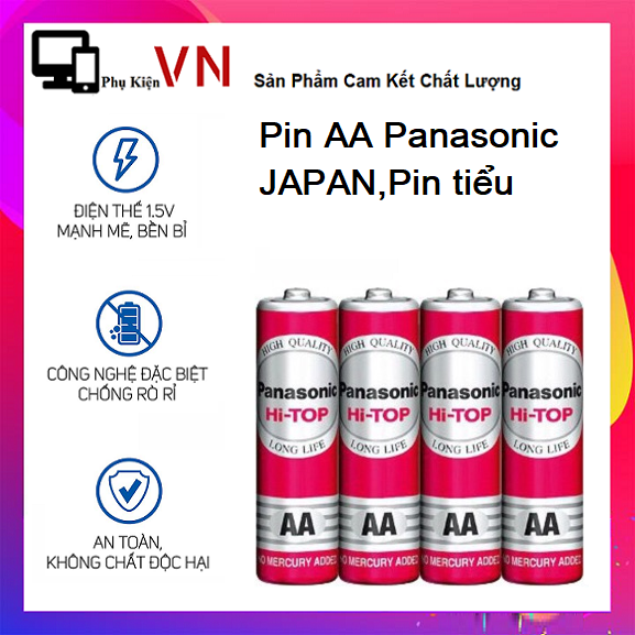 [HCM]Set 4 Viên Pin AA Panasonic Đỏ - Combo 4 Viên Pin 2A Panasonic Đỏ JAPAN  Pin Tiểu