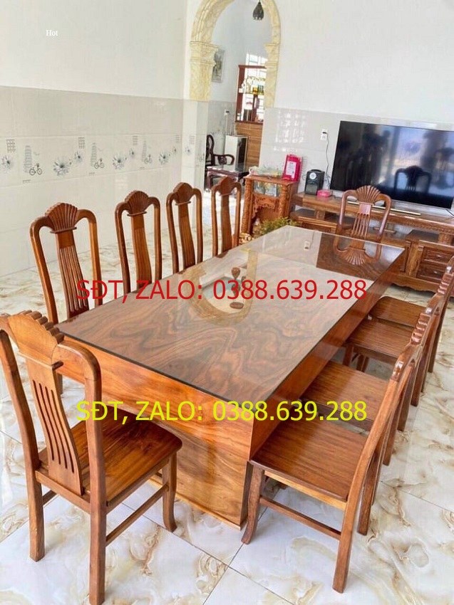 bộ bàn ghế ăn 10 ghế bàn hộp gỗ hương nam phi .