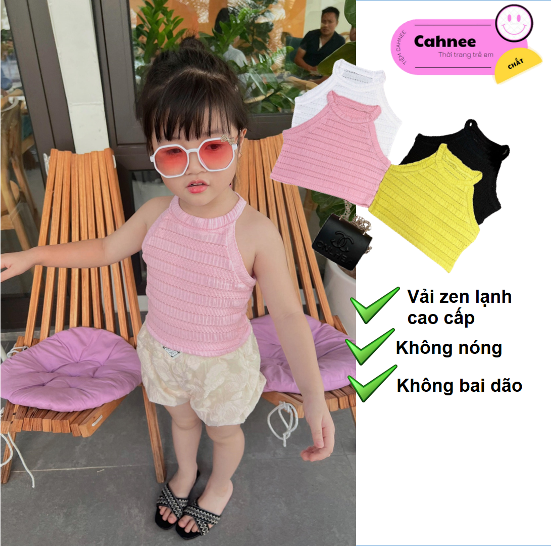 Áo 2 dây bé gái - áo bé gái cổ yếm - sz từ 9-28kg