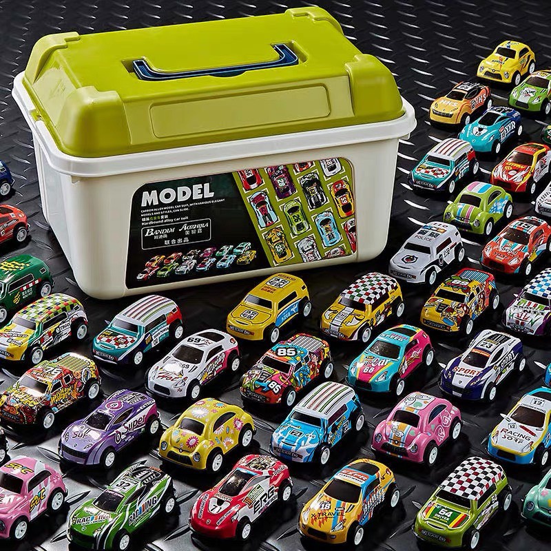 Hộp 30 xe ô tô hợp kim chạy đà đồ chơi cho bé