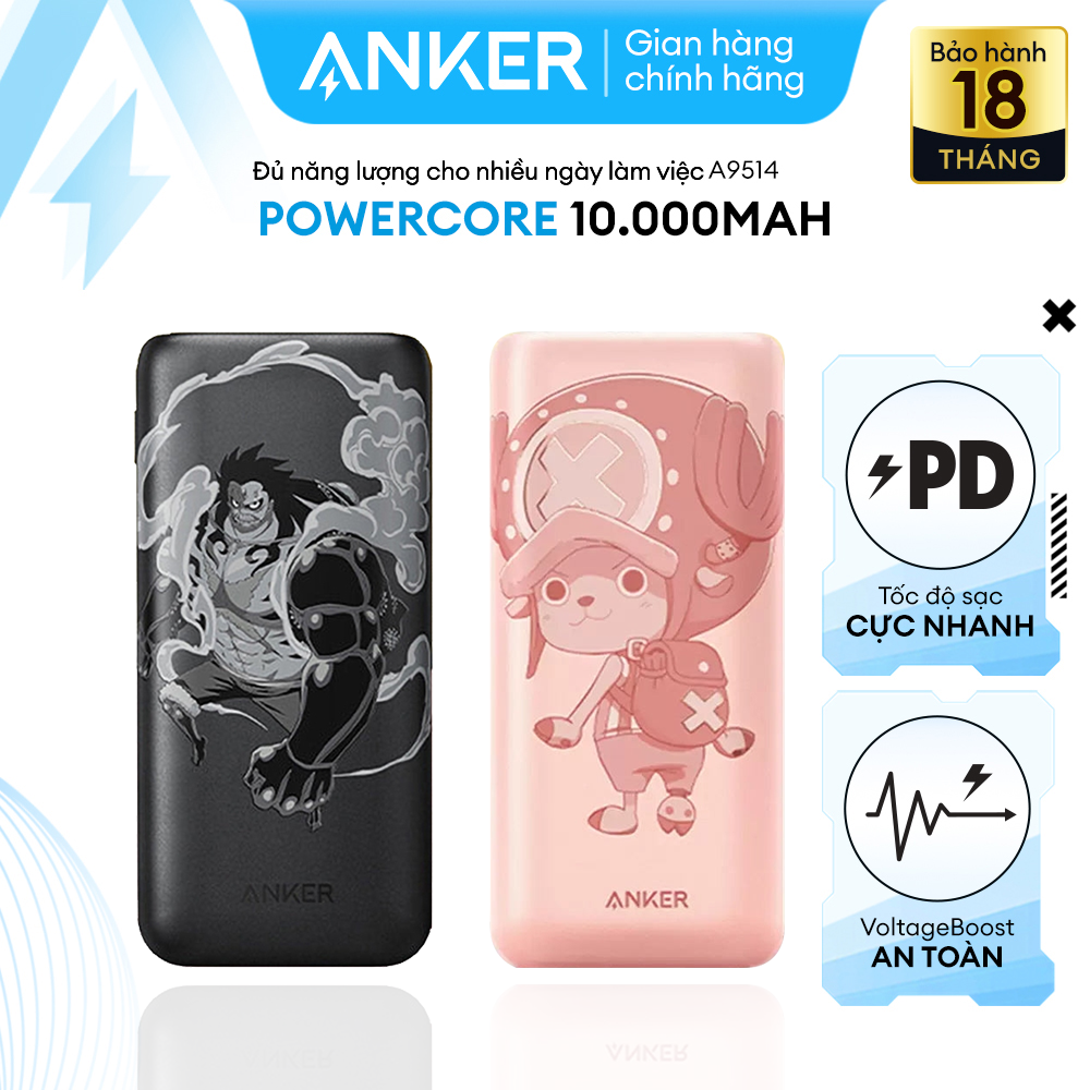 Pin Sạc Dự Phòng ANKER PowerCore 10K mAh PD REDUX ONE PIECE EDITION - A9514 - 1 Cổng USB-C và 1 Cổng USB-A Sạc Nhanh 22.5W