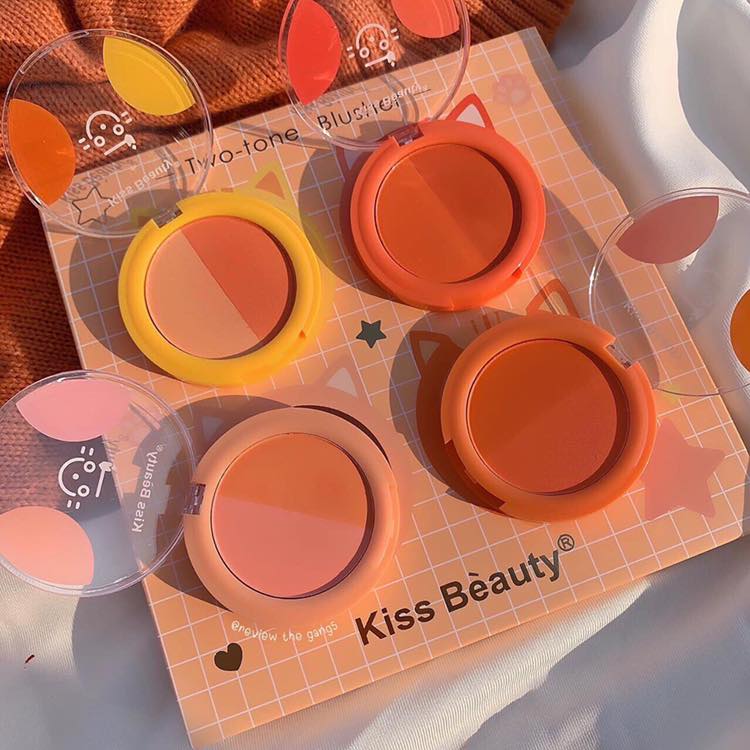 [HCM][BÁN LẺ]Phấn má hồng Kiss Beauty Two-Tone Blusher Má hồng trang điểm dạng phấn tone màu siêu xinh cực tiện lợi