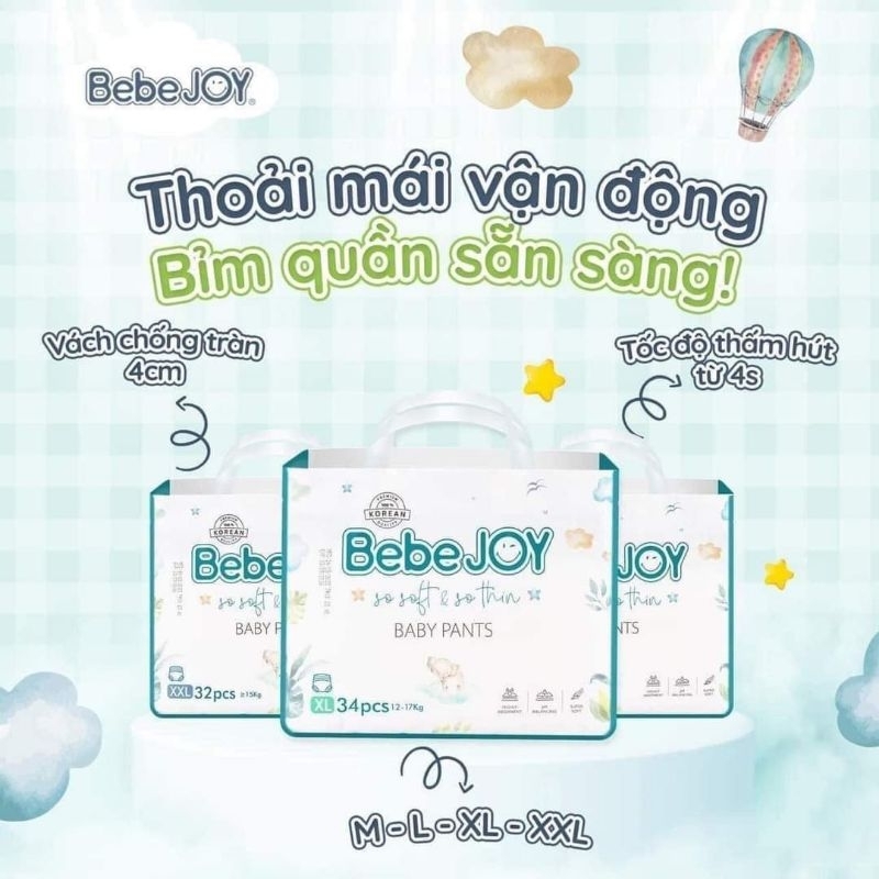 Tã BebeJOY, Hàn Quốc, Mềm-Mỏng-Nhẹ đạt tiêu chuẩn Quốc Tế OEKOTEX 100 cho bé