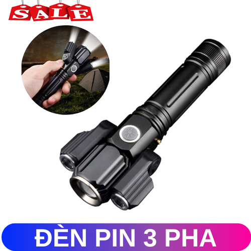 [HCM]Đèn Pin Cầm Tay 3 Pha Siêu Sáng Xoay 360 Độ Tiện Dụng Đèn Pin Siêu Sáng Kinsach Ks-738 3 Bóng Xoay Làm Bằng Hợp Kim Chống Nước Khi Đi Dưới Trời Mưa - 3 Mắt Xoay 360 Độ