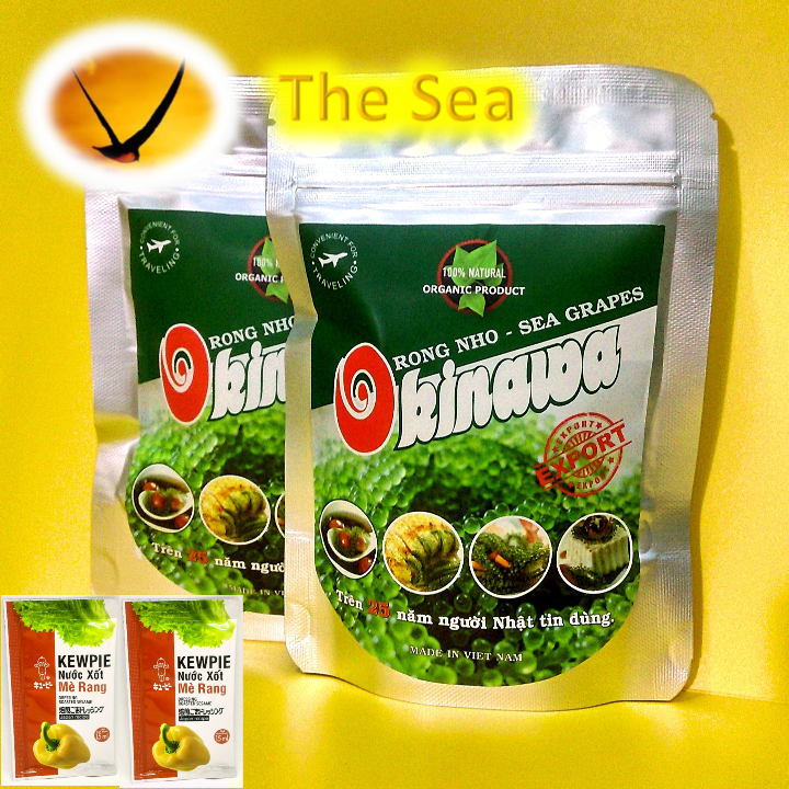 Rong nho tách nước Okinawa 100g - Tặng 2 gói nước sốt mè rang Kewpie 15ml