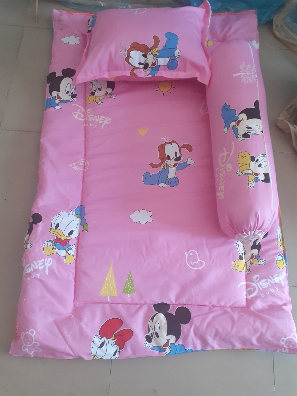 BỘ NỆM VẢI CỰC MÁT COTTON THẮNG LỢI 60X110 - BỘ NỆM CHO BÉ ĐI HỌC