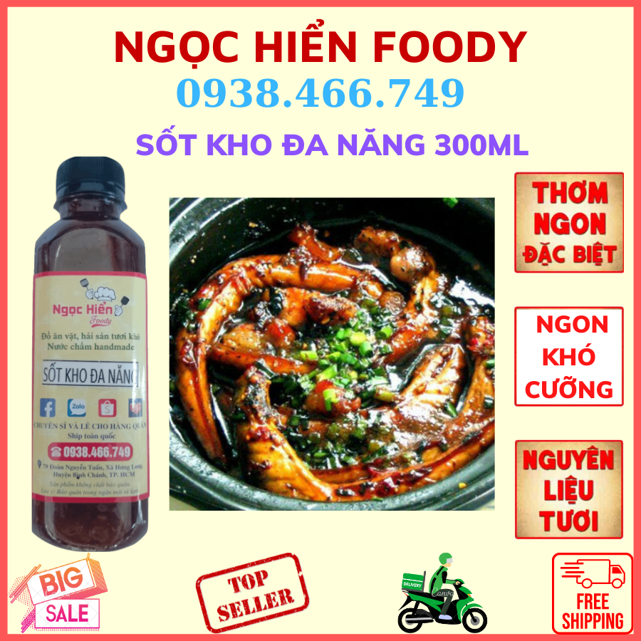 Sốt kho đa năng nhà làm, kho cá, kho thịt, kho quẹt chai 300ml, NGỌC HIỂN FOODY