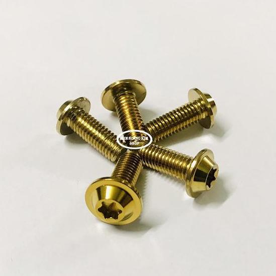 Bộ 5 con ốc đĩa inox xi vàng gắn xe máy