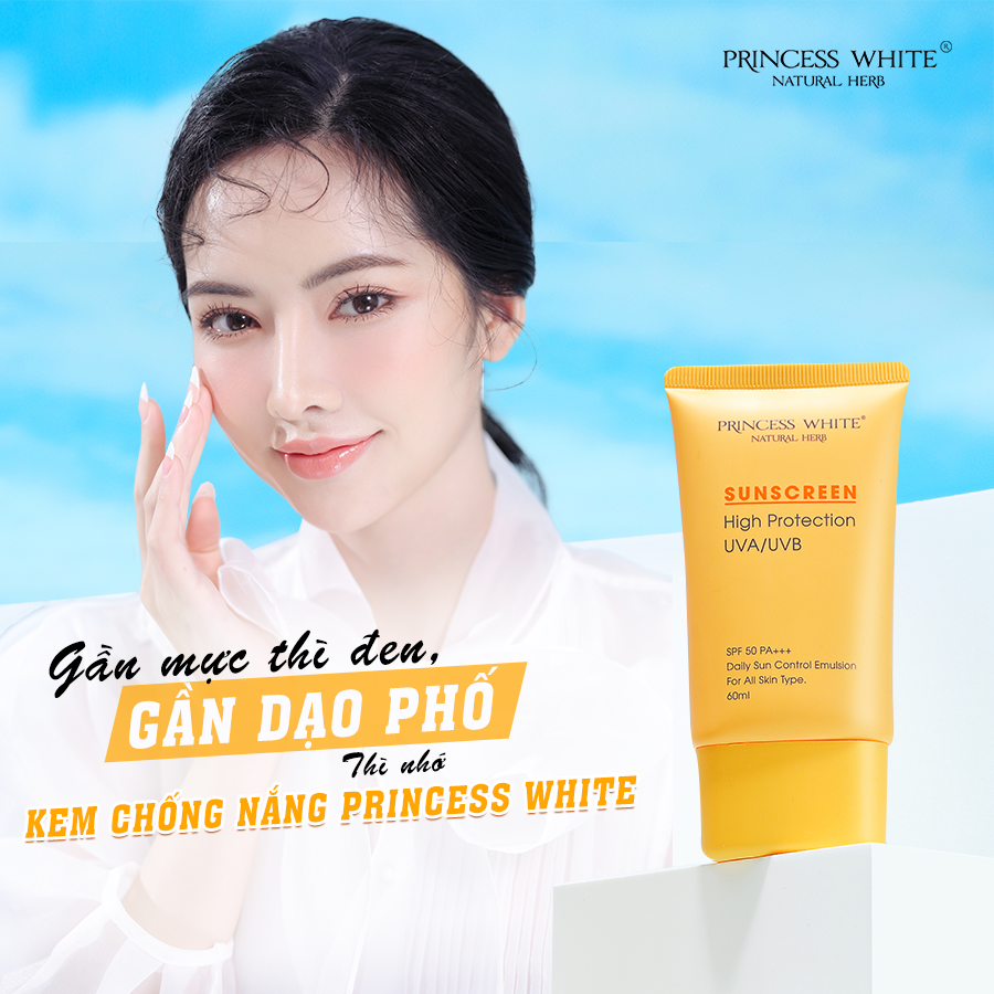 Kem chống nắng dưỡng trắng da mặt Sunscreen Princess White tuýp 60ml