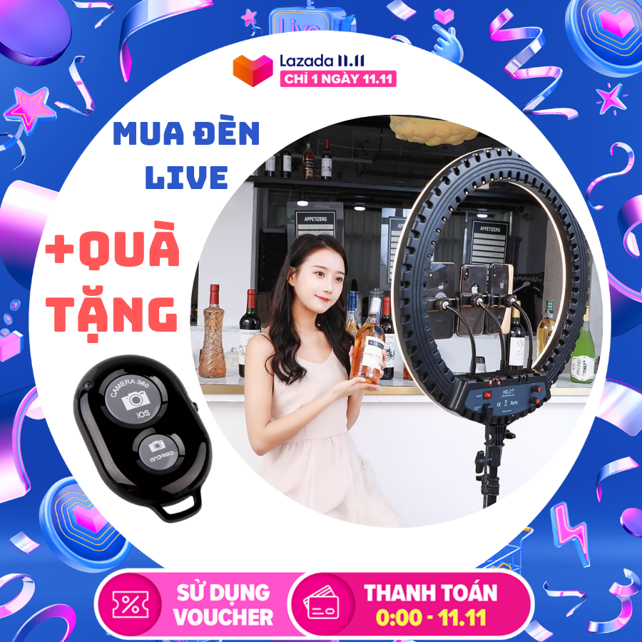 Đèn live stream 26/33/36cm + kẹp điện thoại + chân 2m + remote, Hỗ trợ ánh sáng Chụp Ảnh, Make Up Trang Điểm, Chụp ảnh sản phẩm 3 Chế Độ Sáng