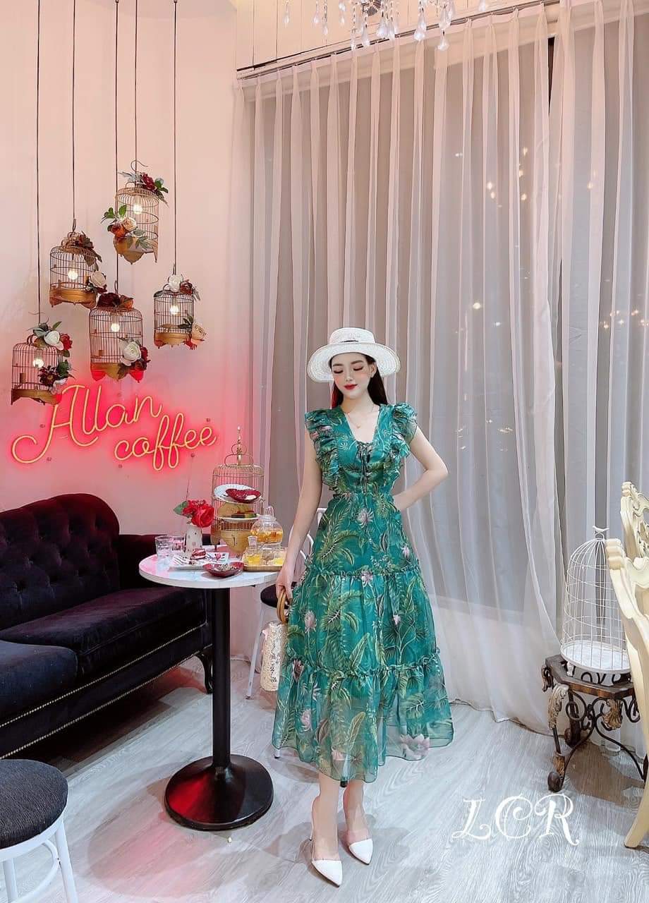 Đầm voan cổ chữ y kiểu mới cực đẹp up