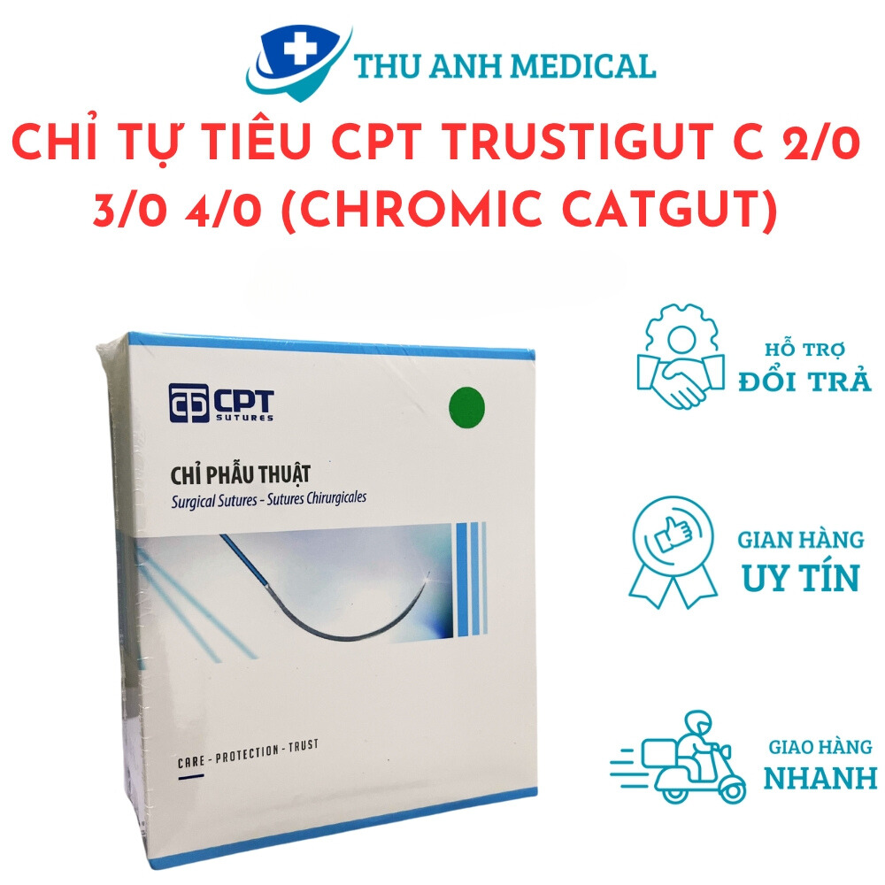 CHỈ TỰ TIÊU CPT TRUSTIGUT C 2/0 3/0 4/0 (CHROMIC CATGUT) - CHỈ PHẪU THUẬT VÀ DÙNG CHO CẤY CHỈ TỰ TIÊU SAU 2-3 TUẦN