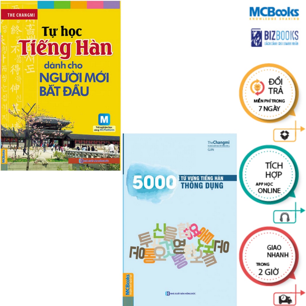 Sách - Combo Tự học tiếng Hàn dành cho người mới bắt đầu - 5000 từ vựng tiếng hàn thông dụng - McBooks