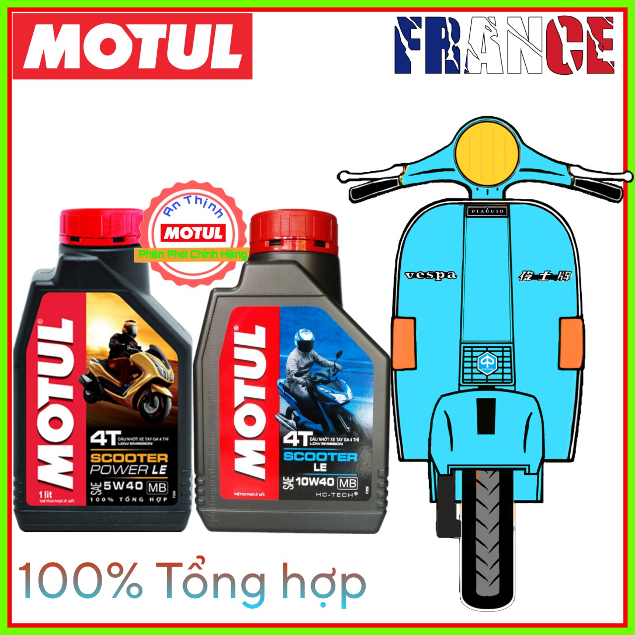 Nhớt Xe Tay Ga 100% Tổng Hợp MOTUL SCOOTER POWER LE 4T 5W40 Và SCOOTER LE 4T10W40 800ML Tem QR Chống giả-Sản Phẩm Của Tập Đoàn Motul-Pháp.