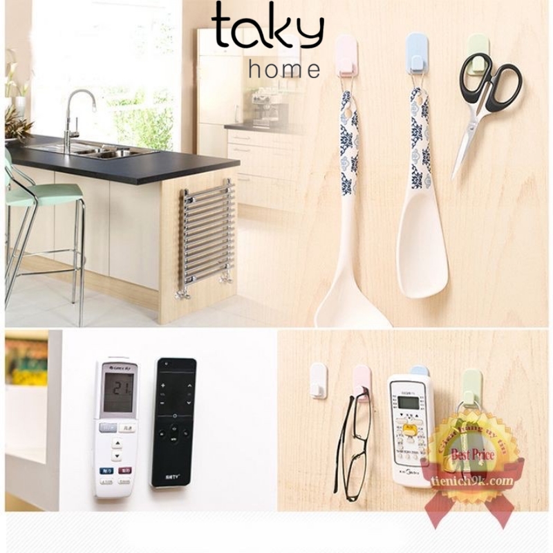Bộ Móc Gài Dán Tường Treo Điều Khiển Điều Hòa, Quạt, Tivi - Móc Treo Đa Năng Tiện Lợi Cho Gia Đình, Móc Dán Tường, Móc Nhựa. TakyHome 4080