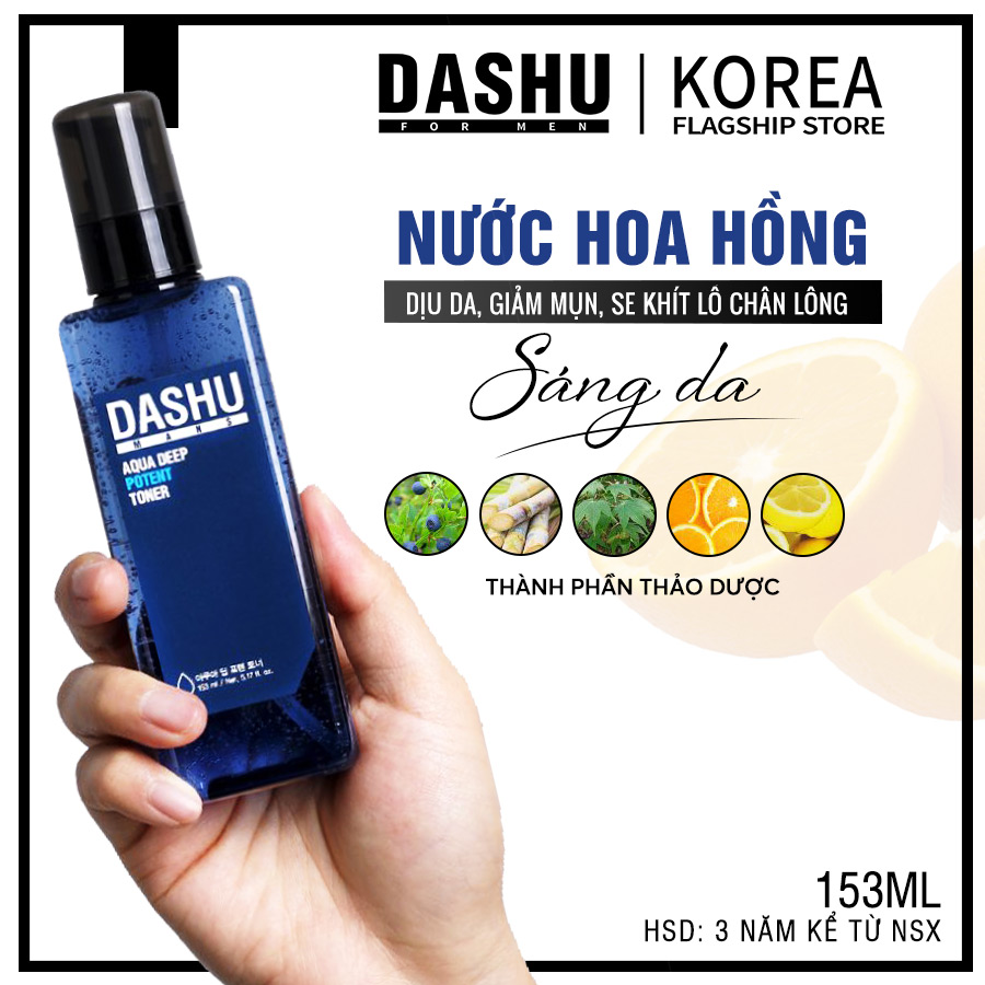 Nước hoa hồng Hàn Quốc Dashu Aqua Deep Potent Toner 153ml, hướng dẫn cách sử dụng, cách dùng nuoc ho