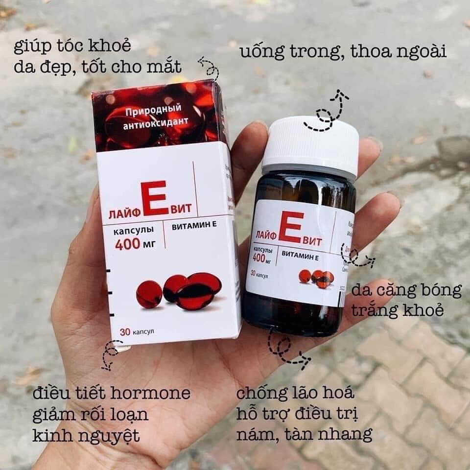 Vitamin E đỏ Nga hộp 30 viên, hàng chuẩn, hàm lượng 400 mg