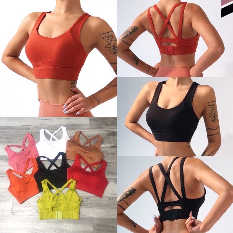 [FreeshipMAX] A025 Áo Bra Nữ Dây Chéo Cài Sau Có Mút Sẵn Tập Thể Thao Gym, Yoga, Zumba, Earobic, Đi Chơi, Đi Bơi, Du Lịch Rất Đẹp HCM có big size