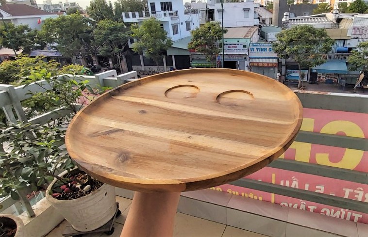 Khay, Đĩa Gỗ Tròn Trang Trí, Đựng Trà, Trái Cây Kiểu Dáng Vintage - Hàng VN Xuất Khẩu