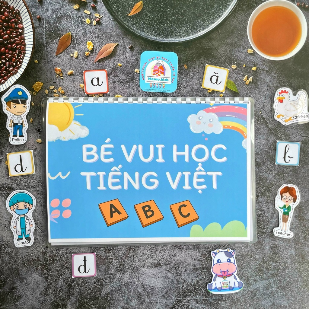 Bảng chữ cái cho bé tiếng việt - tiếng anh học liệu bóc dán montessori đồ chơi thông minh đồ chơi giáo dục