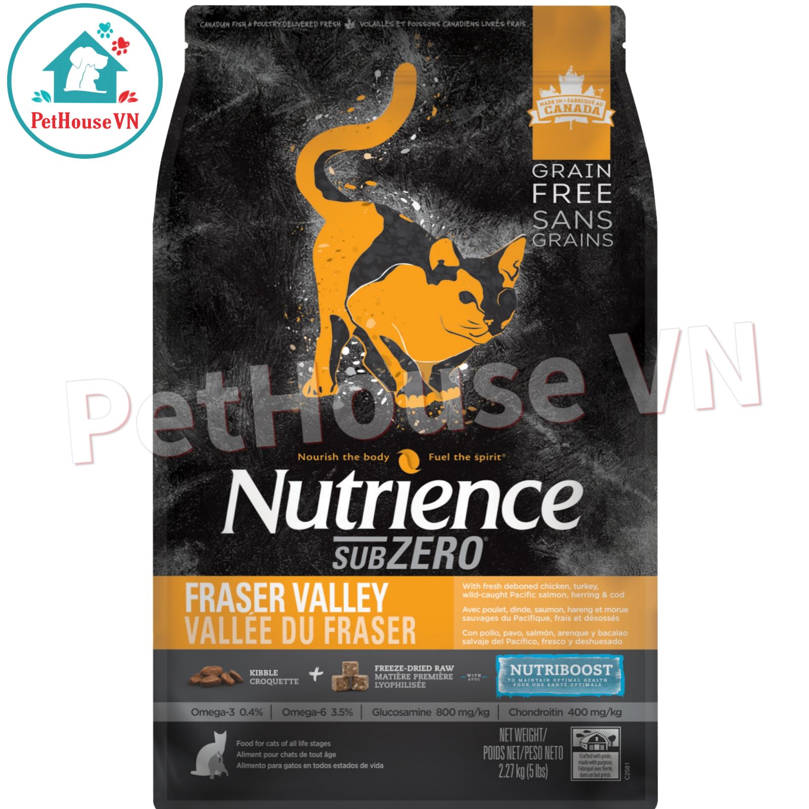 Nutrience subzero cat - bao 2.27kg thức ăn hạt cho mèo vị gà tây & cá hồi hàng chính hãng