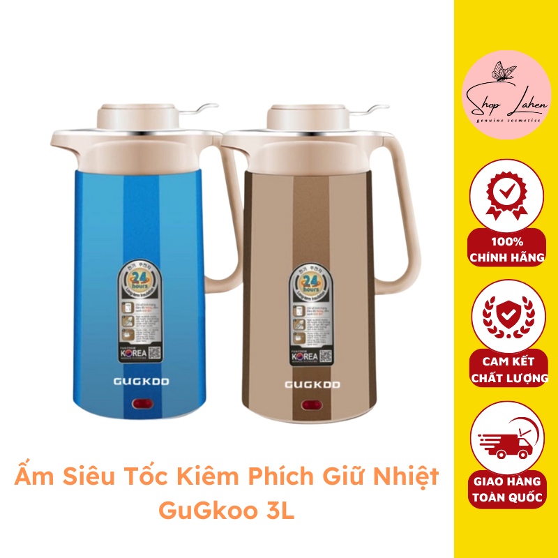 Ấm siêu tốc kiêm phích giữ nhiệt gugkoo 3l, ấm đun nước siêu tốc giữ nhiệt 4-5 giờ