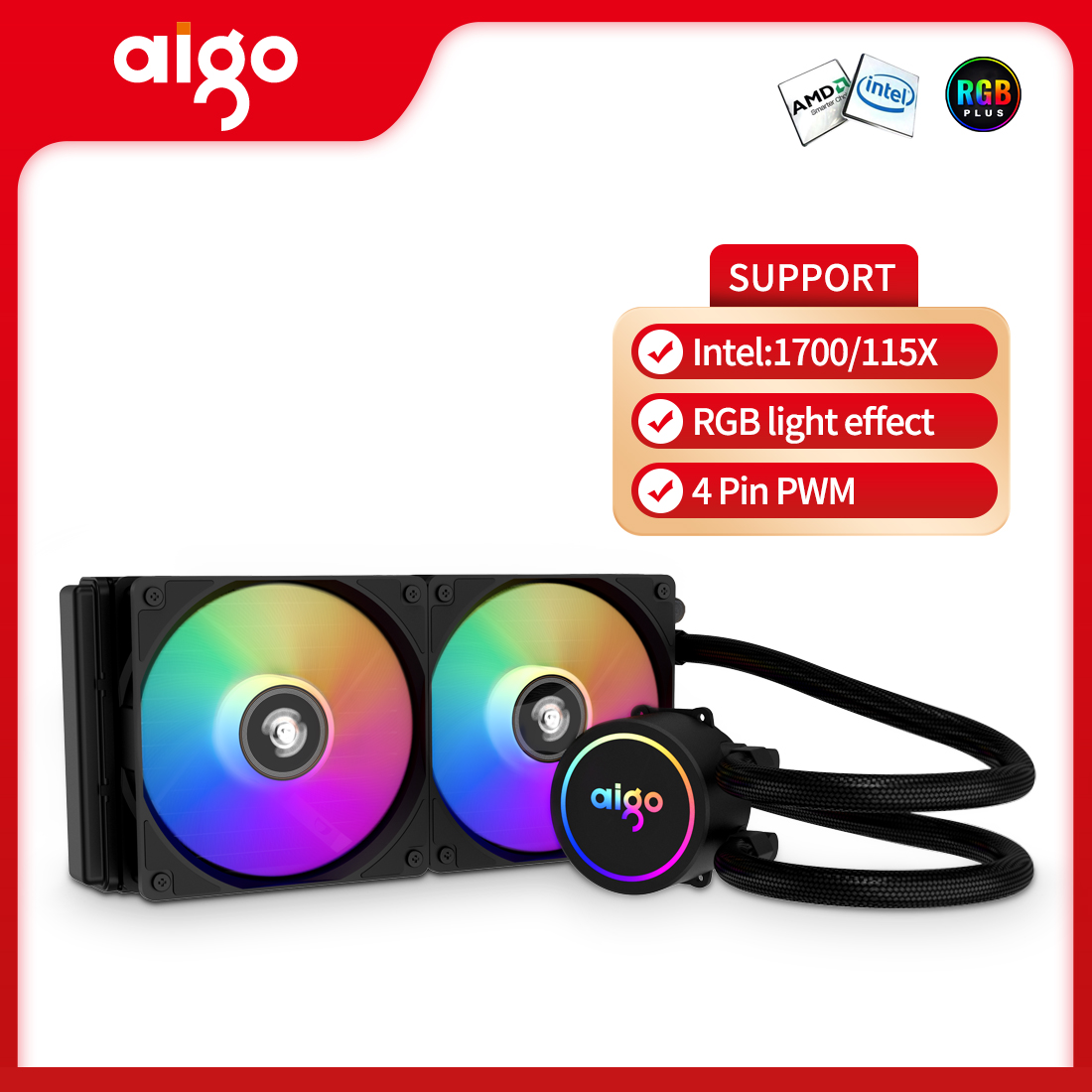 Aigo AC SE 240 RGB Pwm Cpu Tản nhiệt nước tất cả hợp lại thành mộtTương thích với Intel và AMD