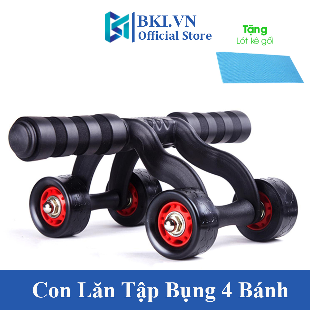 Con lăn tập bụng 4 bánh cao cấp cỡ lớn, dụng cụ tập gym thể thao tại nhà tặng kèm thảm tập giúp giảm cân đẹp dáng, săn chắc cơ thể, hiệu quả nhanh chóng